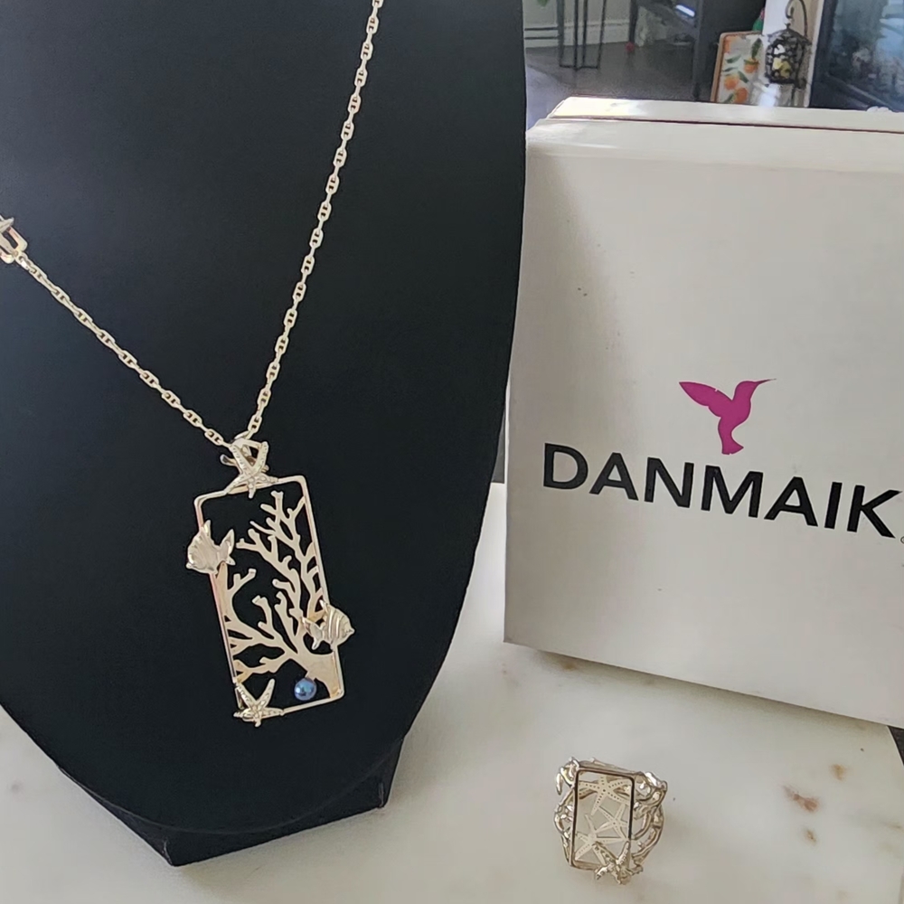 Silver Necklace & Ring with Underwater Theme